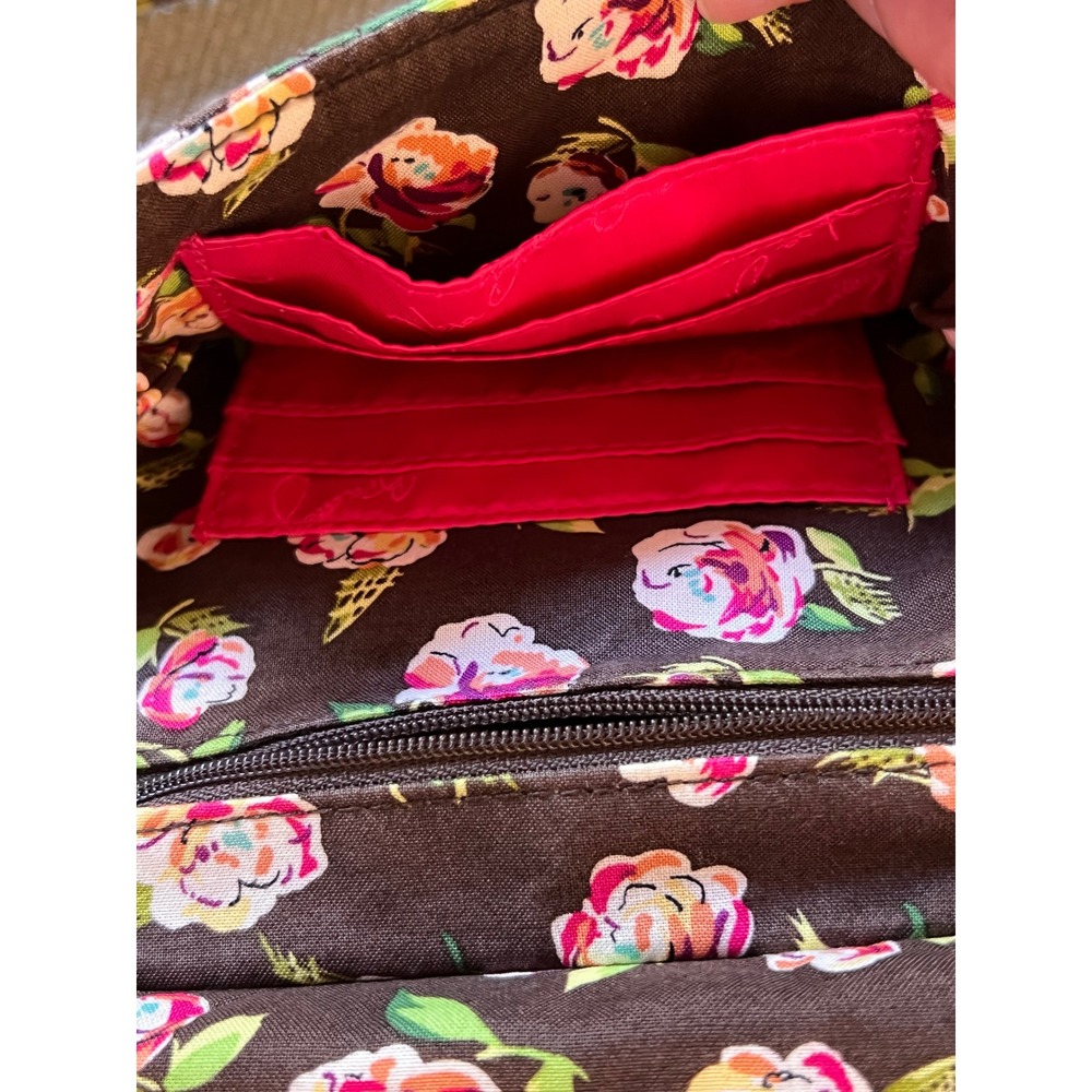 Vera Bradley Crossbody Bag Women One Size Brown Floral Quilted Cotton Boho Purse - Picture 9 of 11